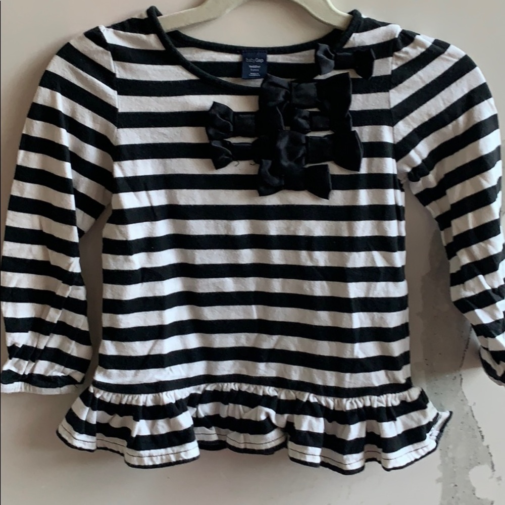 Baby Gap black and white striped ruffle tee